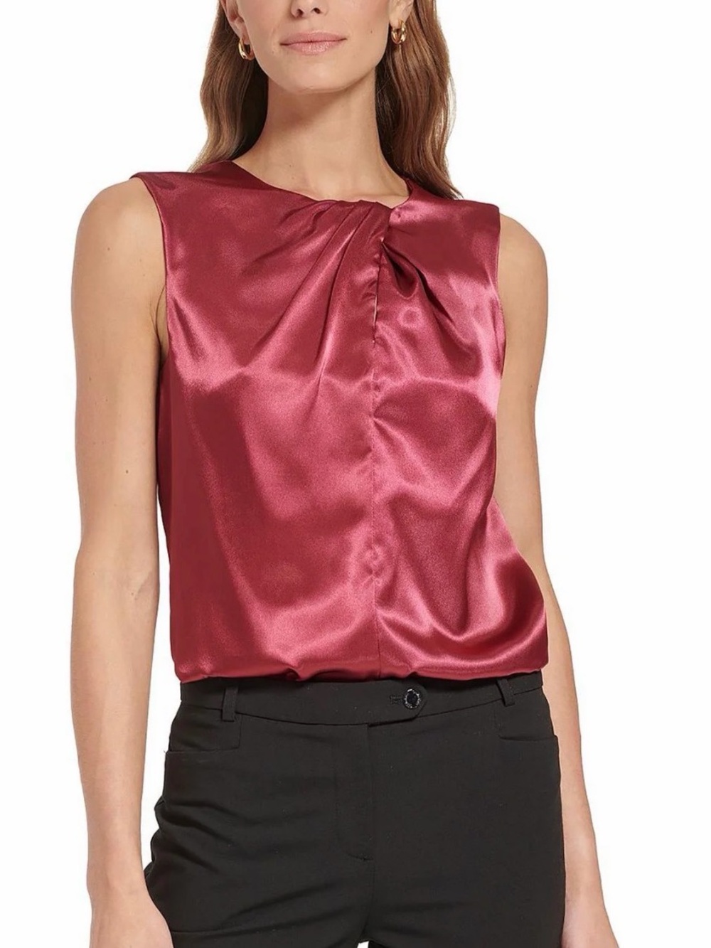 NWOT Calvin Klein Red Silk Blouse